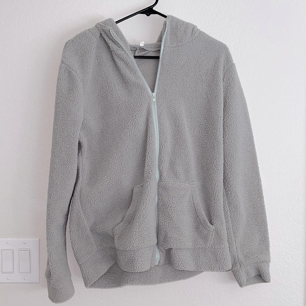 Gray fuzzy jacket